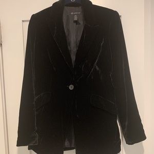 INC Crushed Velvet Soft and Silky Black Blazer